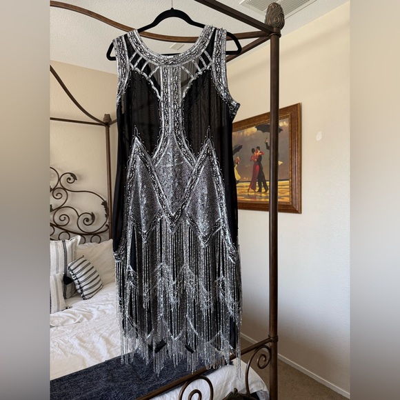 Unique Vintage Beaded and Embroidered Flapper Dress - Picture 2 of 11
